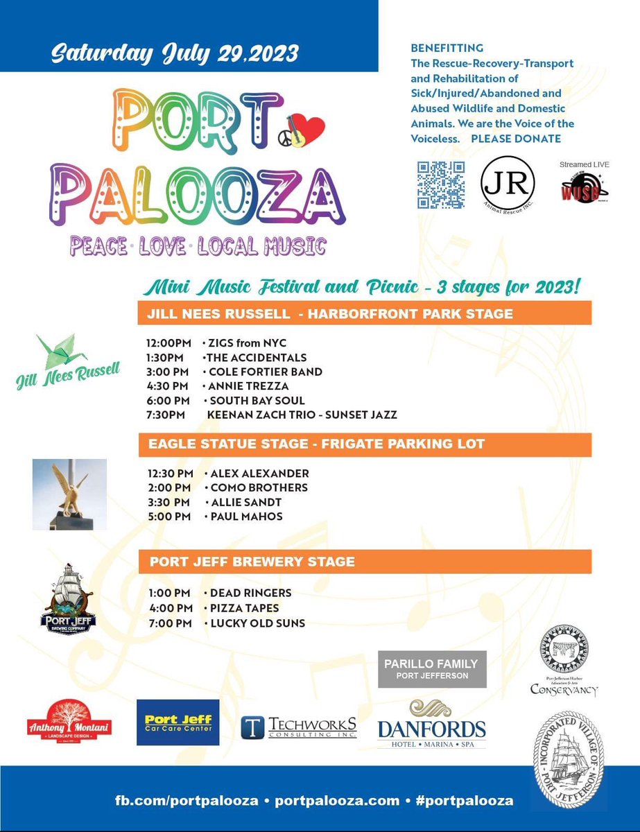 PortJeffNY's tweet photo. Port Palooza live music lineup.  Join us outside , 3 stages FREE event! #portpalooza https://t.co/4YgKNdDS9I