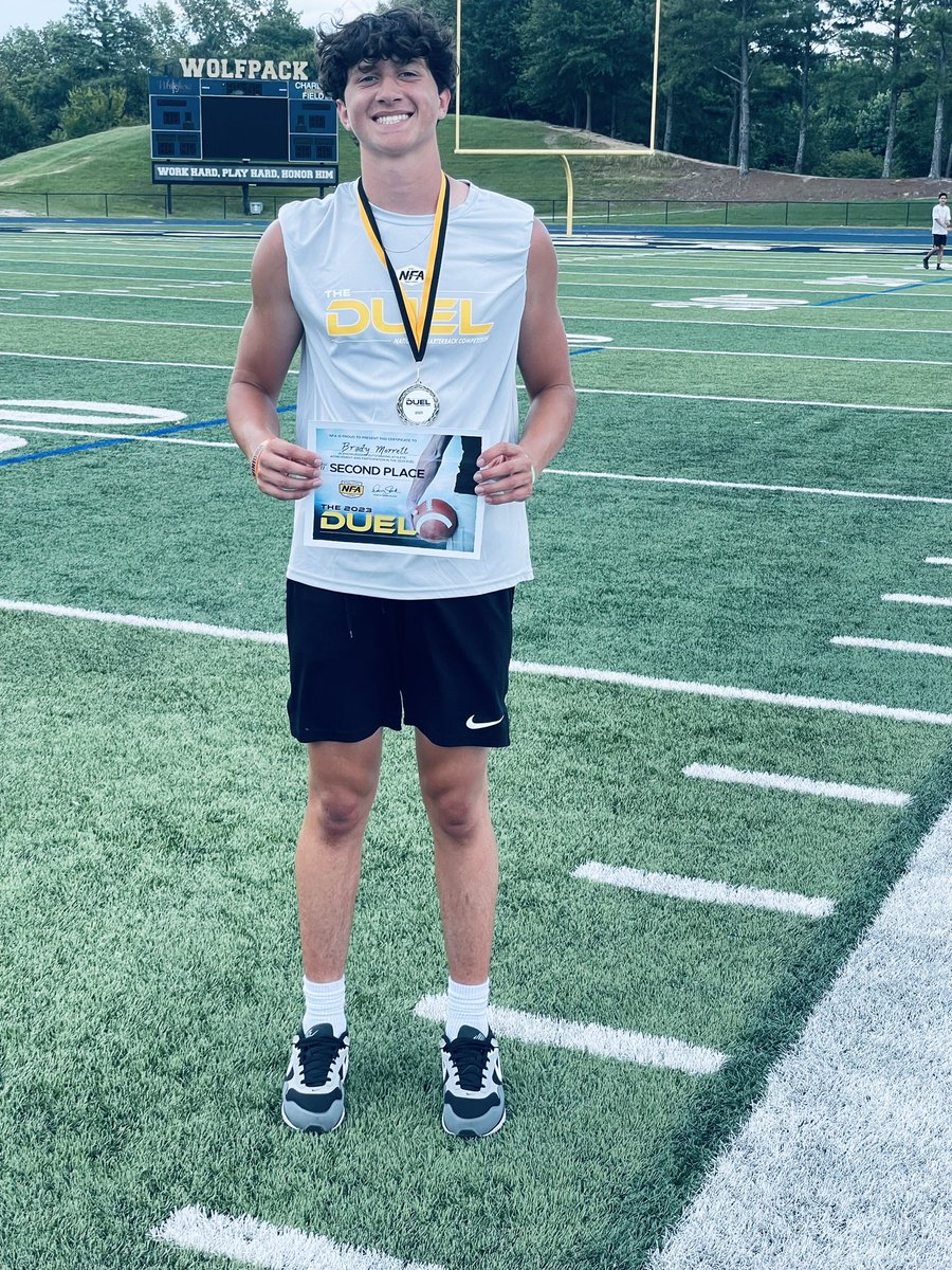 Brady Morrell (@bradymorrell17) on Twitter photo I had a great time competing this weekend at The Duel hosted by NFA! I finished 2nd among all c/o 2025 competitors! <a href="/barlow_coach/">Derek Barlow</a> <a href="/MattGriffis16/">Matt Griffis</a> <a href="/QbInvictus/">INVICTUS Quarterback Training</a> <a href="/CoachDShack/">Danny Schaechter ๐๏ธ๐๐พ</a> <a href="/qbslack12/">Michael Slack</a> <a href="/DarinSlack/">Darin Slack</a> <a href="/NFA_Coach/">NFA Quarterback Academy</a> I had a great time competing this weekend at The Duel hosted by NFA! I finished 2nd among all c/o 2025 competitors! <a href="/barlow_coach/">Derek Barlow</a> <a href="/MattGriffis16/">Matt Griffis</a> <a href="/QbInvictus/">INVICTUS Quarterback Training</a> <a href="/CoachDShack/">Danny Schaechter ๐๏ธ๐๐พ</a> <a href="/qbslack12/">Michael Slack</a> <a href="/DarinSlack/">Darin Slack</a> <a href="/NFA_Coach/">NFA Quarterback Academy</a>