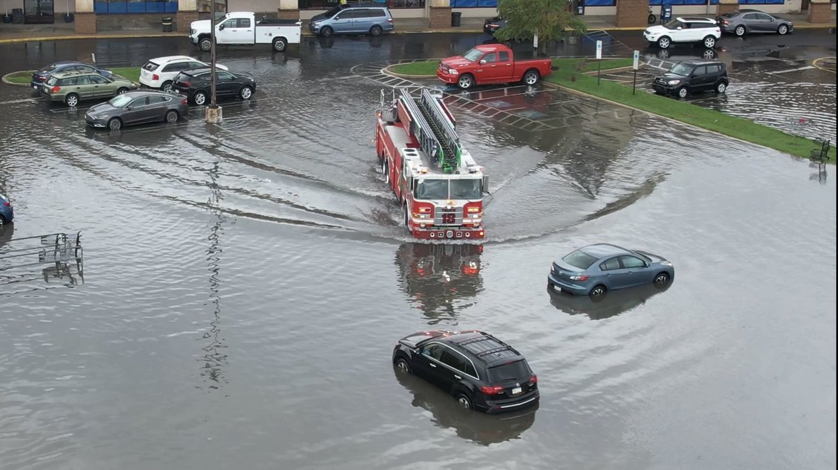 Aerial photos from the flash flooding and water rescue in Quakertown PA this afternoon #pawx
