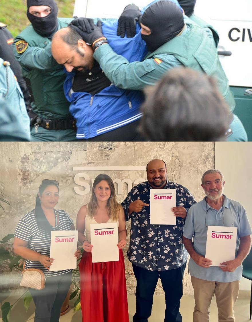 CapitanBitcoin's tweet photo. La portavoz de vivienda de Sumar, Alejandra Jacinto, reunida ayer con Sinaí Giménez, Presidente de la Sociedad Gitana Española, para arañar votos de la comunidad gitana. Un individuo detenido en Salamanca por llevar 3 kilos de droga y otros delitos... Todo suma amigos, todo suma. https://t.co/C0VZ7P8nR3