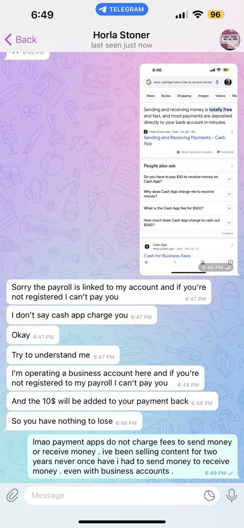 Scams_Exposeddd's tweet photo. This buyer/account @jaymill29743647 is a scammer!! Asking for a fee to be send to him so you can receive a bigger amount!! This is a total scam and no payment apps asks to send money for a fee!! Everyone be aware #buyingcontent https://t.co/2lOG2LTxrt