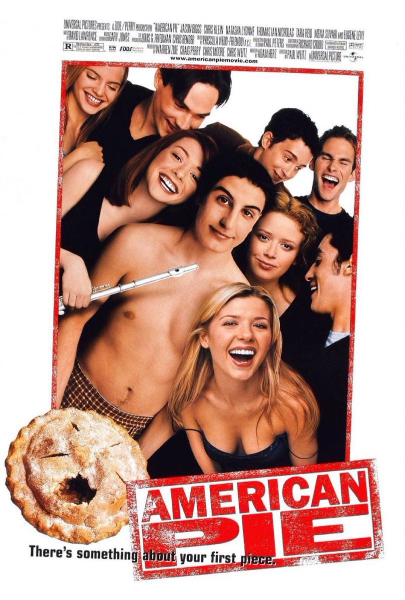 AuxGod_'s tweet photo. On this day in 1999, “American Pie” premiered in theaters and would go on to gross $235M off a an $11M budget 🥧🎬

Do you consider this movie a classic? https://t.co/Zm72KNqg08