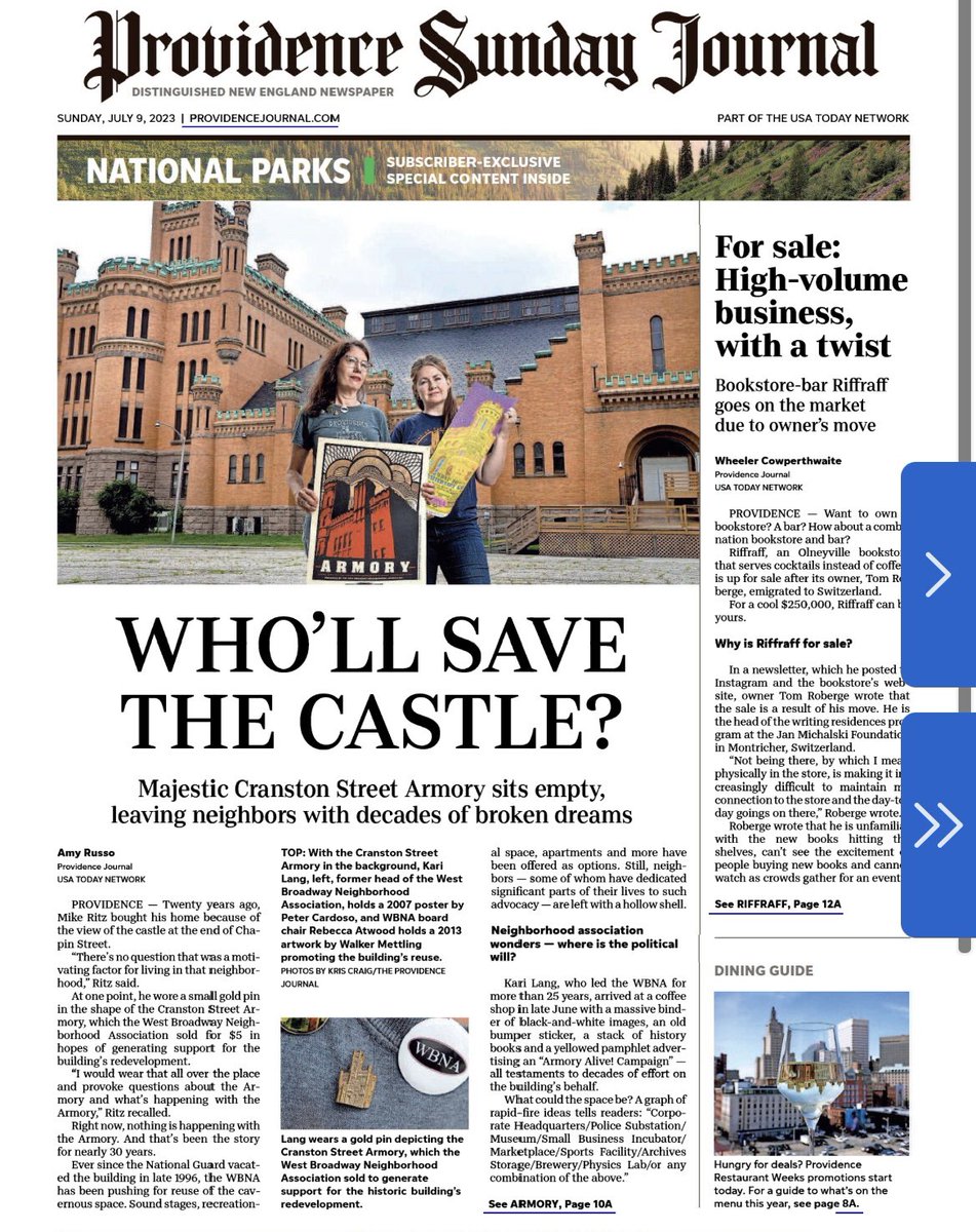 MikeRitz's tweet photo. Today’s Sunday @projo edition cover. Above the fold! #cranstonstreetarmory https://t.co/omTd1ht7Jv