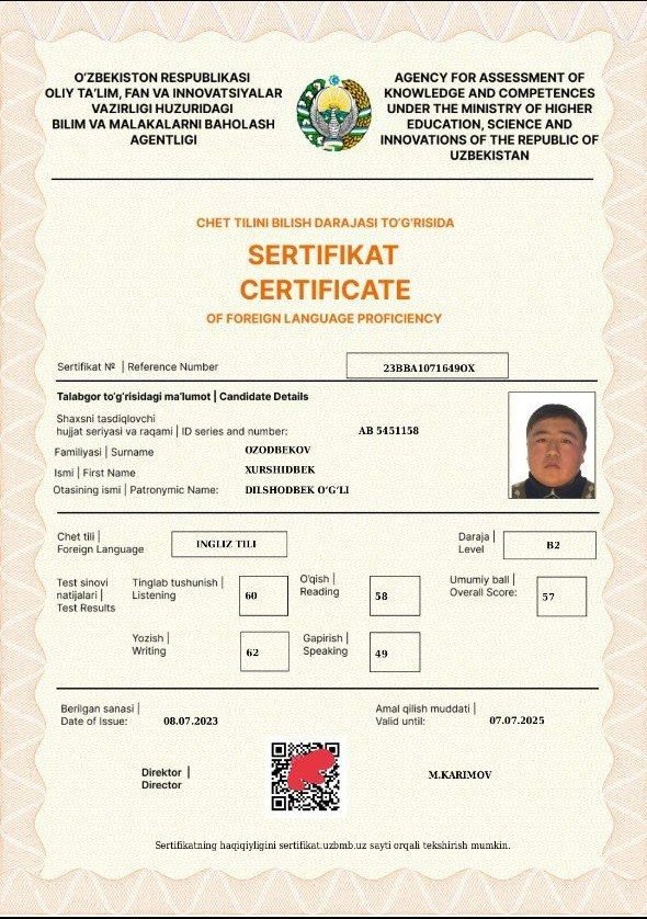 ABSISSAuz's tweet photo. CEFR topshirish bir bohona edi, condidate lar orasidan seni izladim!!!

Bthw my result is B2 which equals from 5.5 to 6.5 in IELTS 🔥 https://t.co/dtkTfQWeC1