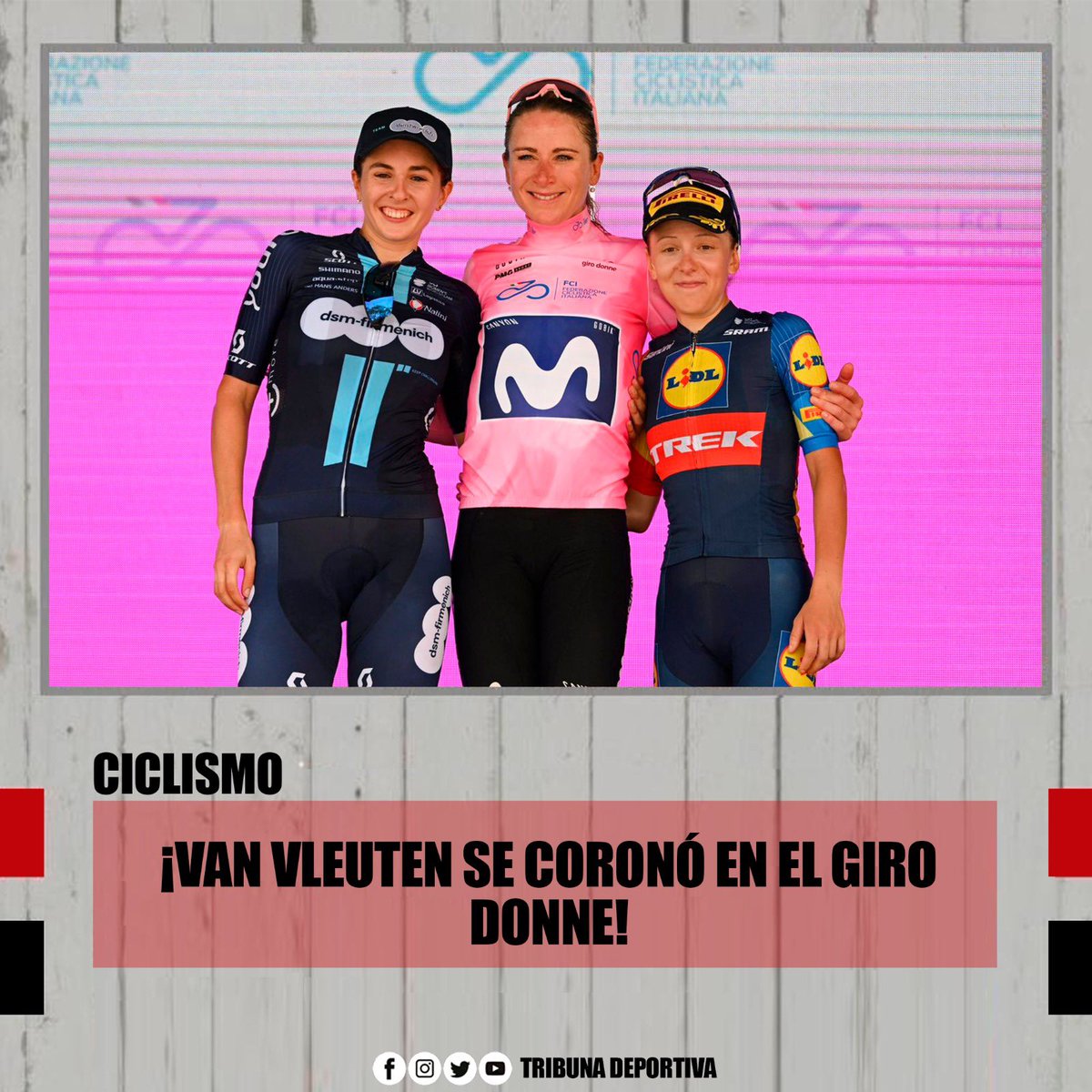 ¡VAN VLEUTEN SE CORONÓ EN EL GIRO DONNE!
Annemiek Van Vleuten se quedó con el primer lugar de la carrera de ciclismo de ruta Giro Donne.
La ciclista neerlandesa consiguió su cuarto título y se coloca como la segunda más ganadora del torneo.
#GiroDonne #VanVleuten
