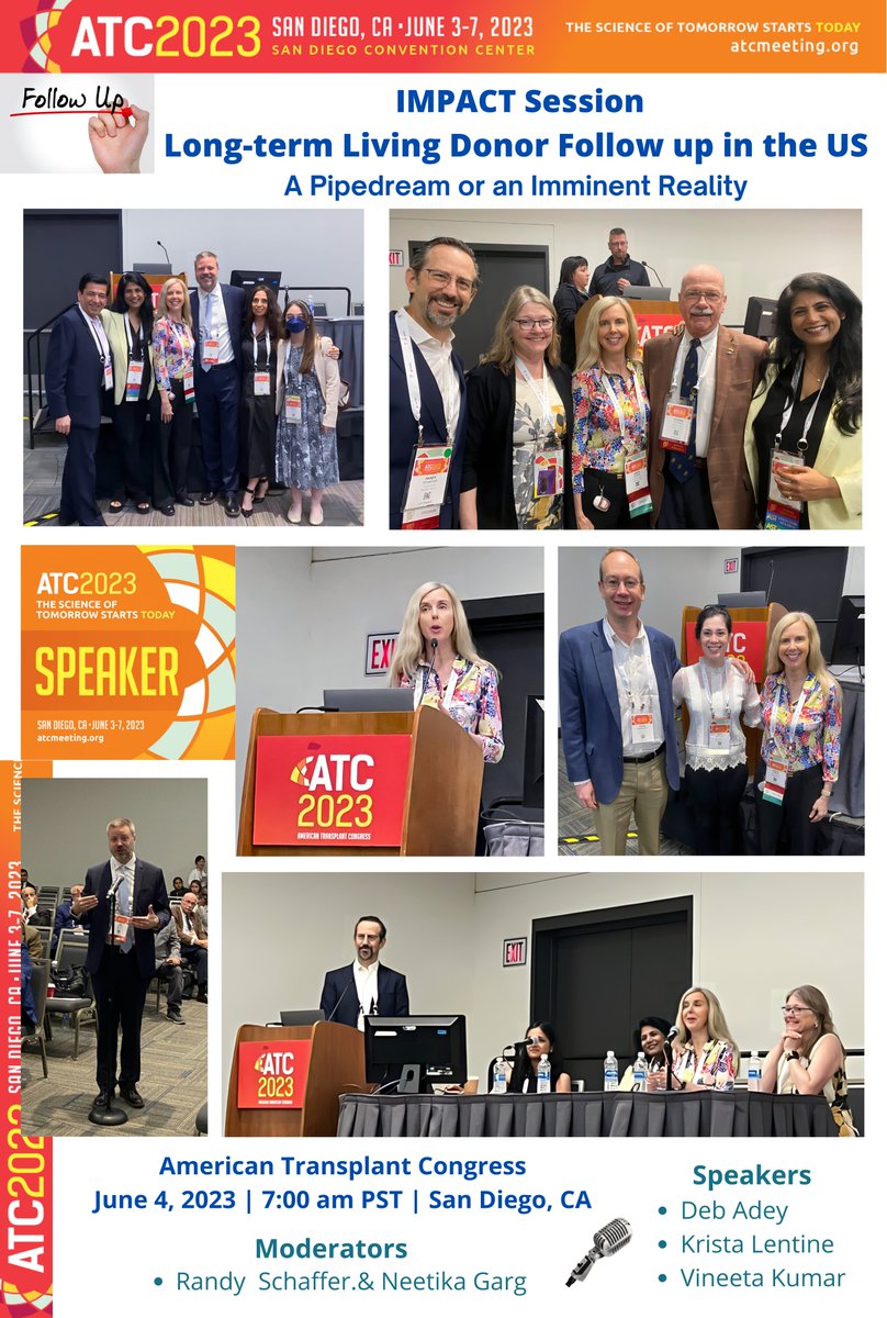 KristaLentine's tweet photo. Honored to present 🎤‘Pro–Changing the Follow-up Paradigm: Building a Collaboration Centers, #Donors &amp; @SRTRNews thru the #LivingDonorCollective’ in US #LivingDonor Follow-up Debate w/ @VineetaKumar8 
•🙏🏾Co-faculty, moderators➕attendees for robust discussion 🙌🏾 #ATC2023SanDiego https://t.co/BAqZuiItGs