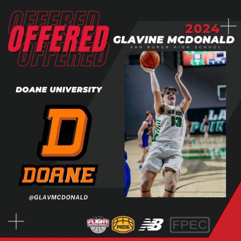 Congratulations to <a href="/GlavMcDonald/">Glavine McDonald</a> on receiving an offer from <a href="/DoaneTigersMBK/">Doane Men’s Basketball</a>