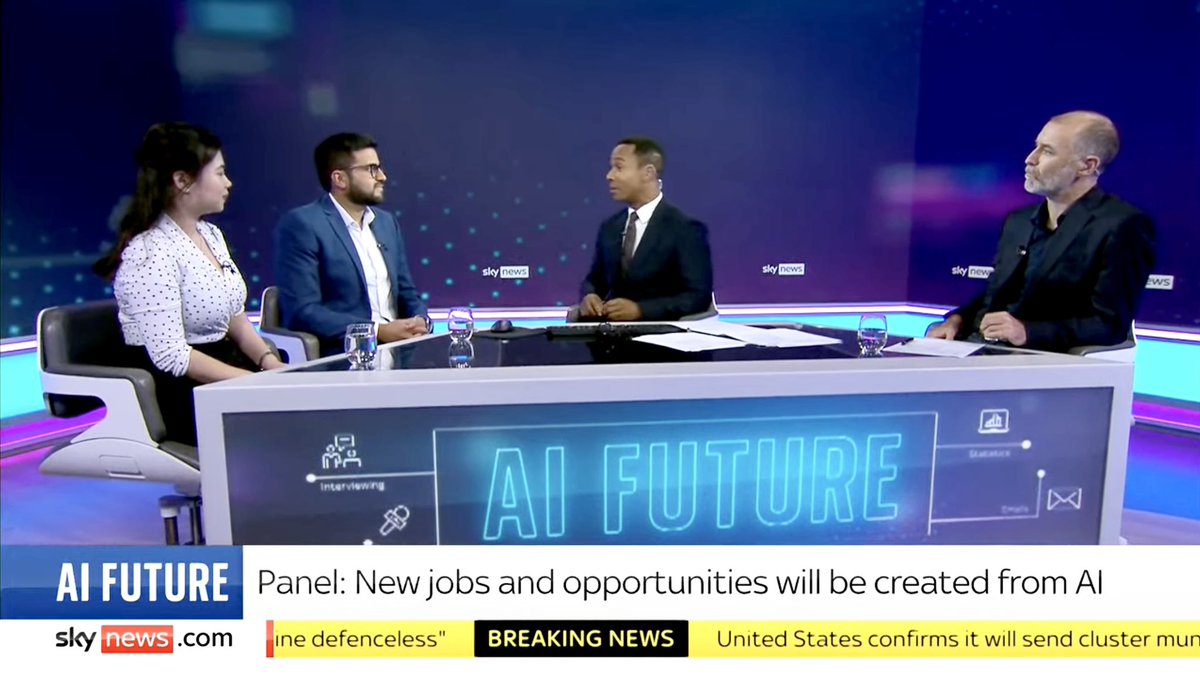 Extremely grateful for the amazing opportunity to make my TV debut on @Skynews! Admittedly, nerves got the best of me, but I’m truly thankful for the support and encouragement from friends, colleagues, and esteemed fellow experts. Such an invaluable experience! #TVAppearance #AI