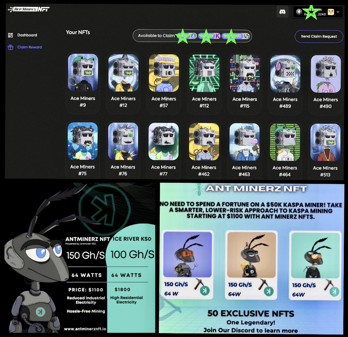 Thank you <a href="/AceMinersNFT/">Ace Miners NFT - SOLD OUT</a> Happy to receive my first #Mining 
#Rewards in #LTC #KDA #CKB So awesome, each #NFT generates all these #Coins 
🤩Super excited for the launch of the exclusive fractionalized #Kaspa #KS3 mining <a href="/AntMinerzNFT/">Ant MinerZ NFT</a> Another great opportunity. The farm is growing🚀