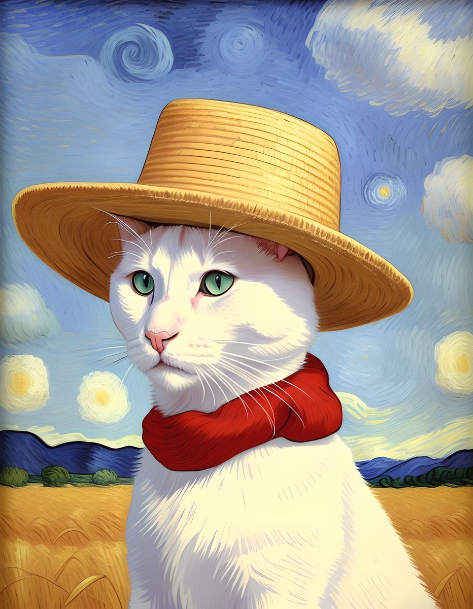 UncleF14's tweet photo. Young Van Gogh and his cat #stablediffusion #ai #aiart #generativeart #vangogh #cat #art #creative #digitalart https://t.co/in7w0kC0V7