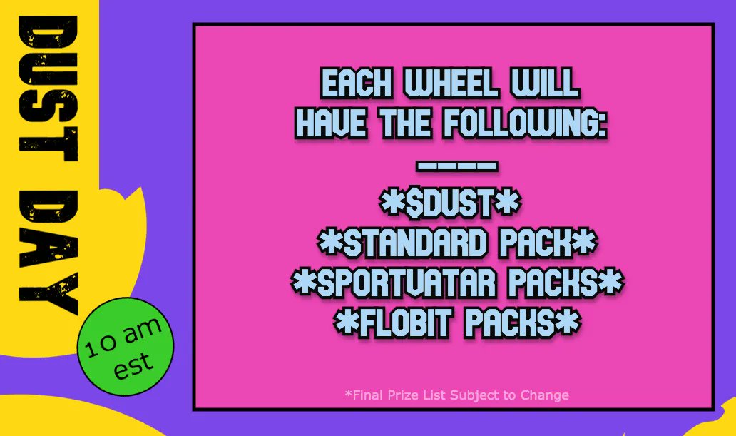 ÐUST Day is a celebratory day for Flovatar!🎉

For that reason, we want to encourage you in minting some new Flovans by having all the fresh mints entered a wheel for a chance at amazing prizes 🎡🎁

Find the details about the two separate wheels and the available prizes below👇