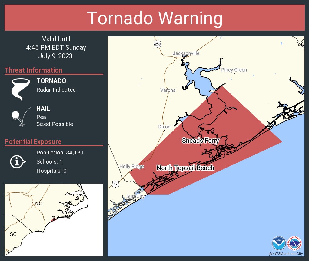 NWS Tornado on Twitter "Tornado Warning including Sneads Ferry NC and