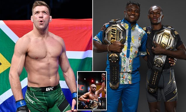 Am_Blujay's tweet photo. @stylebender People saw Izzy outburst saying the N Word but the back story is South African MMA star Dricus du Plessis said Francis Ngannou, Israel Adesanya and Kamaru Usman are fake Africans because they didn't train or grow up in Africa he is the real African hence the outburst today https://t.co/hDIGvx4i4H
