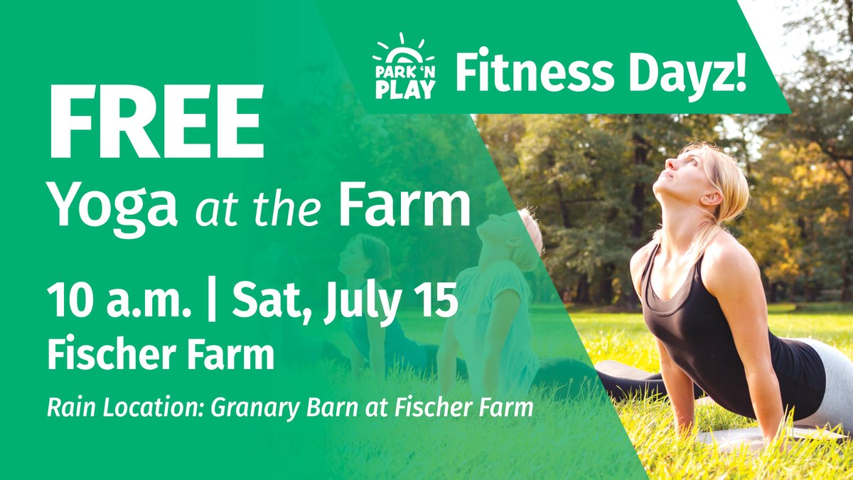 Calling all #yogis! 🧘 Fitness Dayz: #Yoga at the Farm is 10 a.m. Saturday, July 15! Enjoy a #FREE #Vinyasa Yoga class at #FischerFarm, surrounded by a wooded forest preserve. Mats will be provided, but participants are free to bring their own. Make sure to bring water! #bville