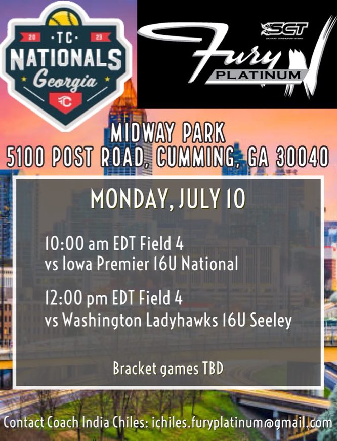 Pumped for TC Nationals this week!!! @ChilesFPNTNL @FAMU_Softball @FSU_Softball @Hampton_SB @HUBisonSoftball @EmorySoftball @CCSJSOFTBALL @TrainingSct @GSAthletics_SB @UGASoftball @XavierLouisiana @UAB_SB