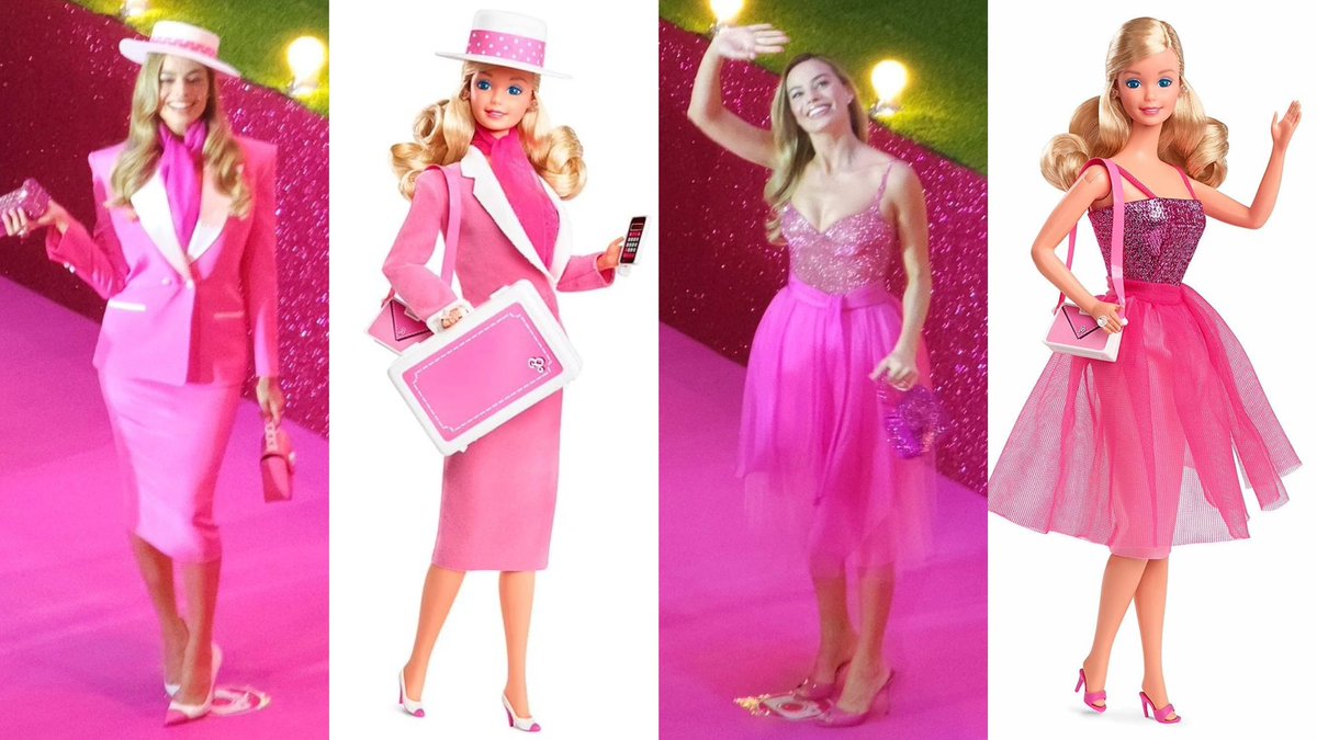 Margot Robbie throughout the #Barbie press tour. 💞