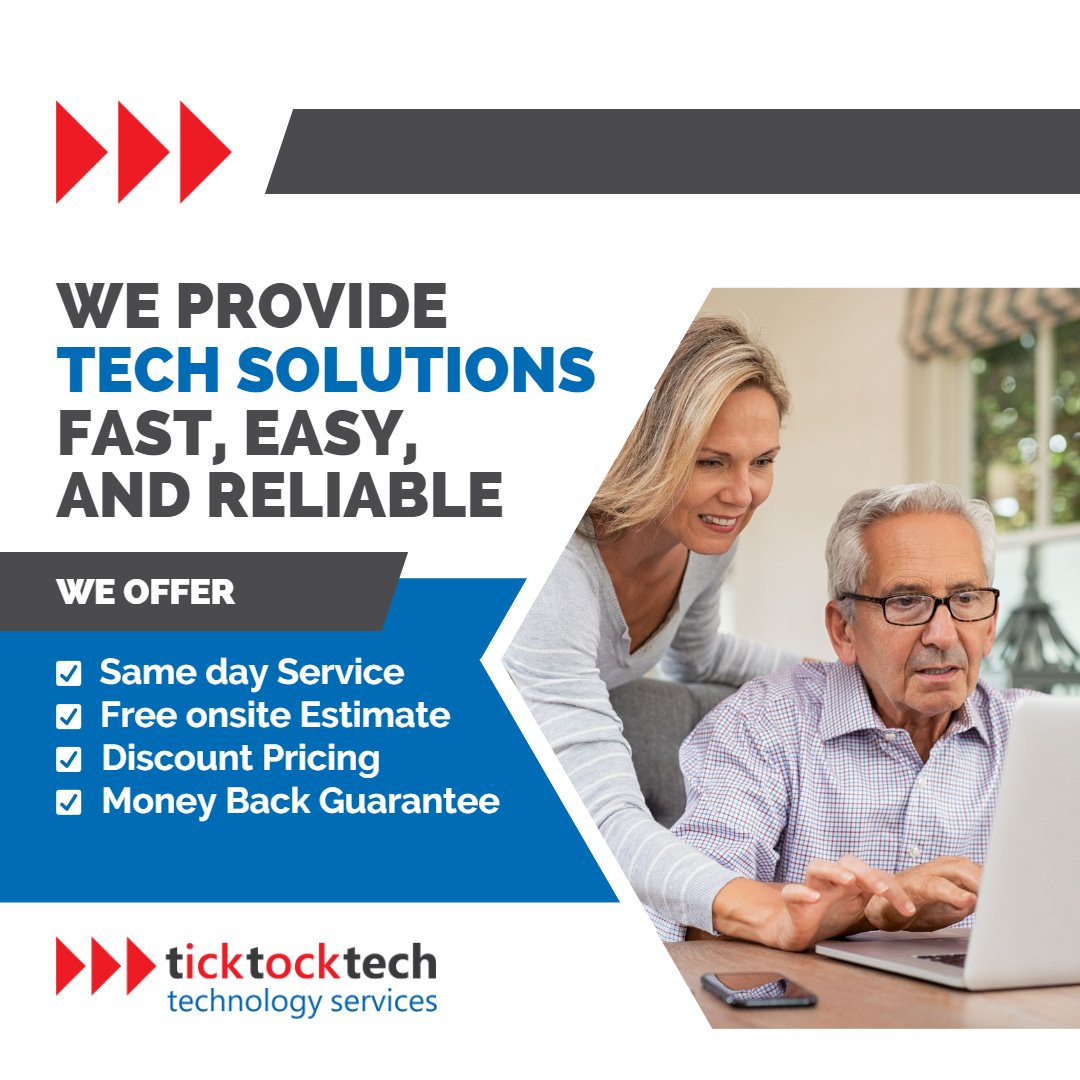 TickTockTech1's tweet image. Tech solutions made simple! TickTockTech delivers fast, easy, and reliable computer repairs that get you back to business in no time.  Experience the convenience of hassle-free tech solutions today! 
#FastRepairs #ReliableService #Computer #LaptopRepair #TechSupport #Technology