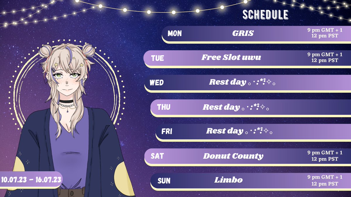 Lua_ris's tweet photo. The time has come!! Starlights, the week now comes with a schedule! ‧͙⁺˚*･༓☾ 
I am also introducing my general tag #Luairis ! 
So excited to grow with you guys ‧͙⁺˚*･���☾(ㅅ´ ˘ `)♡ https://t.co/Xsu7BgMqbD