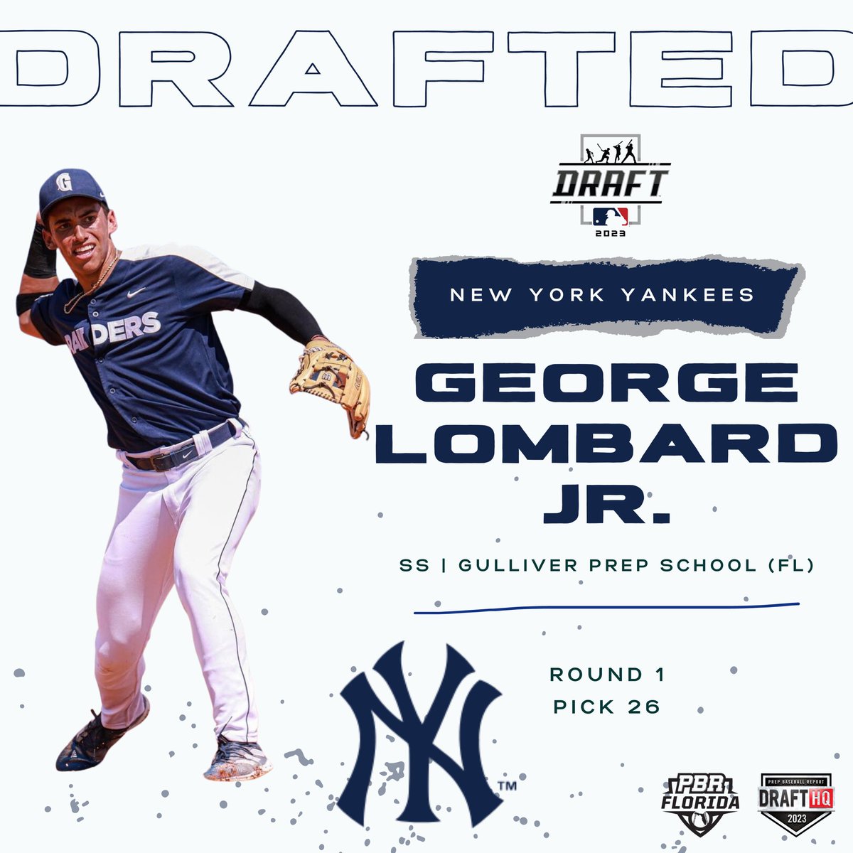 PrepBaseballFL's tweet photo. ๐๐จ๐ฎ๐ง๐ ๐: ๐๐ข๐๐ค ๐๐
๐๐๐จ๐ซ๐ ๐ ๐๐จ๐ฆ๐๐๐ซ๐ ๐๐ซ. - ๐๐
The @Yankees select George Lombard Jr. from Gulliver Prep HS.
#MLBDraft https://t.co/vdNYY4bnSY