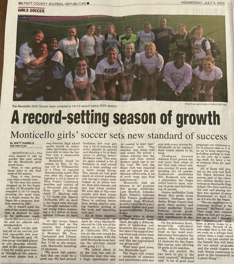 LadySagesSoccer's tweet image. Thanks @piattcountyJR  for the great coverage of our program! #NewStandard #GoSages