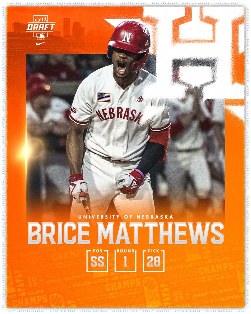 With the 28th pick in the #MLBDraft, we have selected SS Brice Matthews from the University of Nebraska.

#Ready2Reign