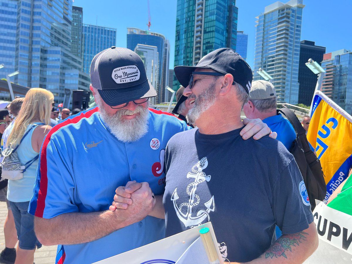 RWU_BC's tweet photo. What an amazing show of solidarity today! The BCMEA need to know, when you take on one of us, you take on all of us and we always last #onedaylonger ! We are all with you @ILWUCanada. #aninjurytooneisaninjurytoall https://t.co/1wCoUEvCjC