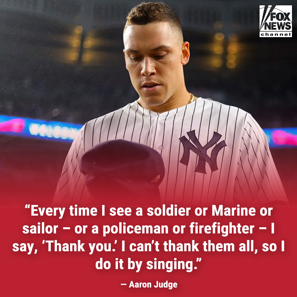 HONORING HEROES: Aaron Judge explains why he sings "God Bless America" on the baseball field and what it means to him. fxn.ws/3PKGTdX