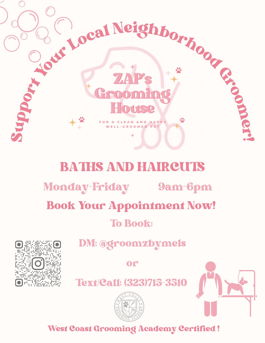 itsmelisssa__'s tweet photo. If you guys can RT i would appreciate it! Get your dogs groomed or bathed by me! located in South LA/Watts Area! 🤍🤍🐾 https://t.co/OiPs49s4E0