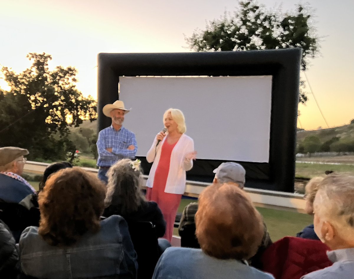 GlamAmor's tweet photo. Had great time at outdoor screening of A MAN BETRAYED at Joel and Frances McCrea Ranch. I was invited by grandson #WyattMcCrea bec film feat costumes by #GwenWakeling and jewelry by #Joseff. As a surprise, Wyatt asked me to share why film was significant to Wakeling's career. 1/2 https://t.co/cO8gHRDQ0r