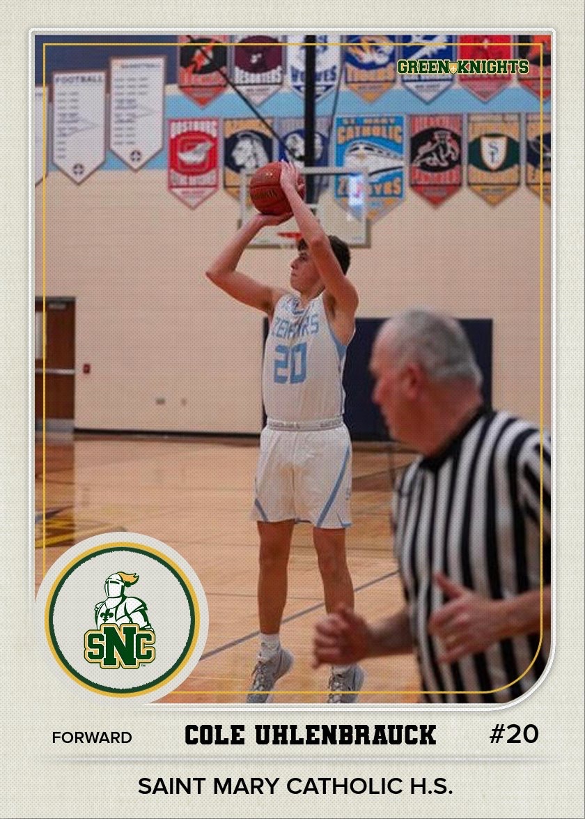 Green Knight Nation, today we welcome Cole Uhlenbrauck to our Basketball family! 

6-5 Forward - St. Mary Catholic H.S. (WI)

•21ppg | 7rpg | 3apg 
•2x All-State
•3x All-Conference
•Academic All-State
•2nd All Time Scorer - 1723 points
•298 career made 3s (43.7% career)