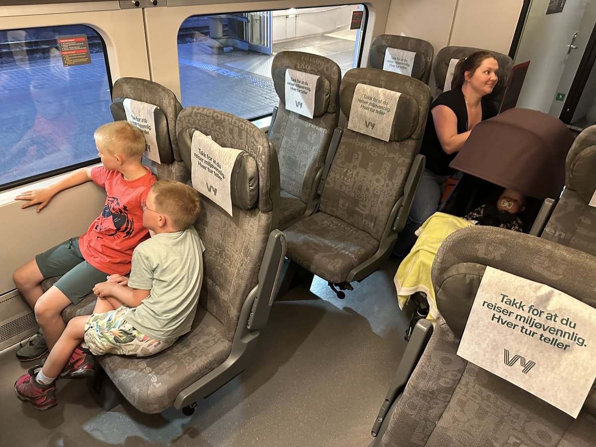 PPreede's tweet photo. Første etappe av sommerferien - nattoget Oslo - Bergen. Vi hadde kjøpt billetter med @vygruppen sitt nye konsept «hvile» - egen kupé med senger hvor i det minste barna ville få sove godt. Hva fikk vi? 1/4 https://t.co/tDXeppj1ID