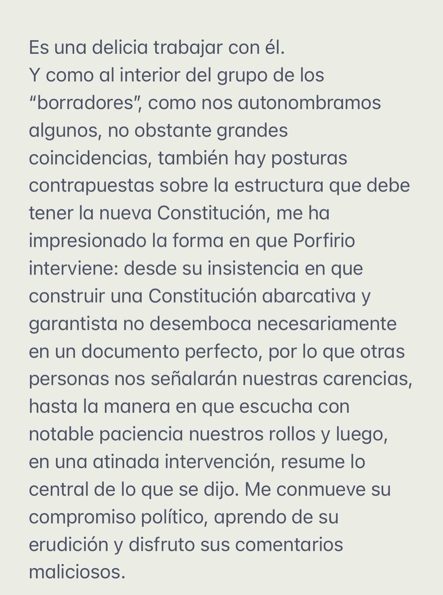 Y ahora que he podido ver de cerca su talento y humanidad entiendo por qué fue elegido para coordinar nuestro difícil trabajo.
Marta Lamas. Abril 2016.