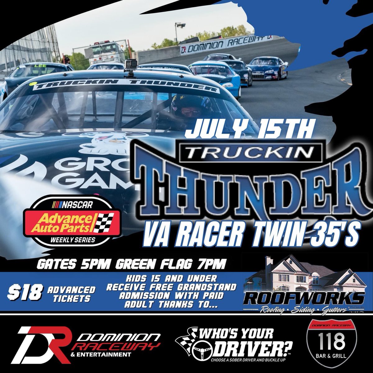 DominionRaceway's tweet photo. This Saturday July 15th, the Truckin Thunder  Virginia Racer Late Model Stock Car series returns for not one but two races. Along with four other series racing, it is going to be an exciting night. https://t.co/Ka8mT22Hvc https://t.co/9MP6Ba0LRV