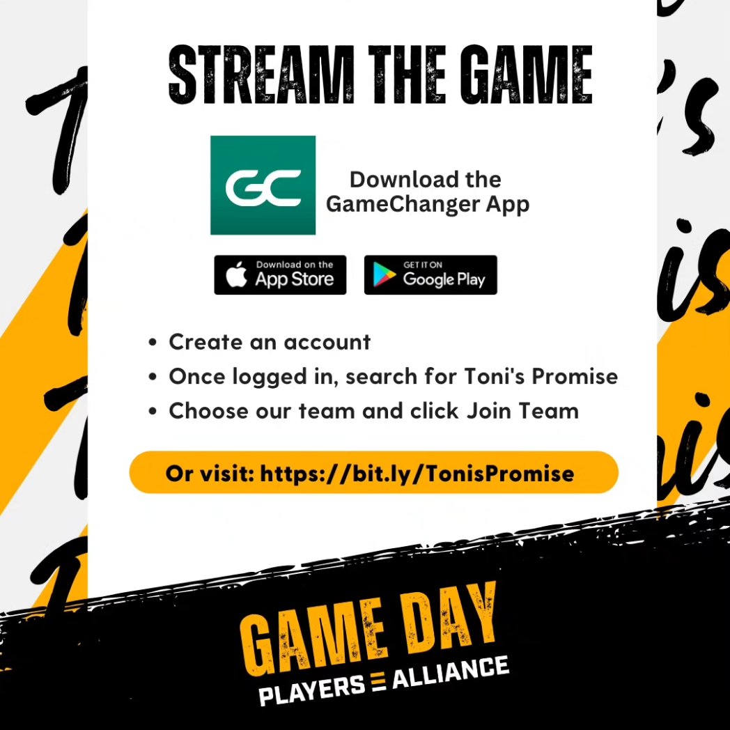 PlayersAlliance's tweet photo. 🚨🚨Calling All Softball Fans 🚨🚨#TonisPromise is headed to the finals as the No. 1 Seed in the Jennie Finch Classic. Come out and support our elite squad of players! Not able to make it, stream the game via the GameChanger App, or visit: https://t.co/59FBacRcvi https://t.co/V44Q2hyodi