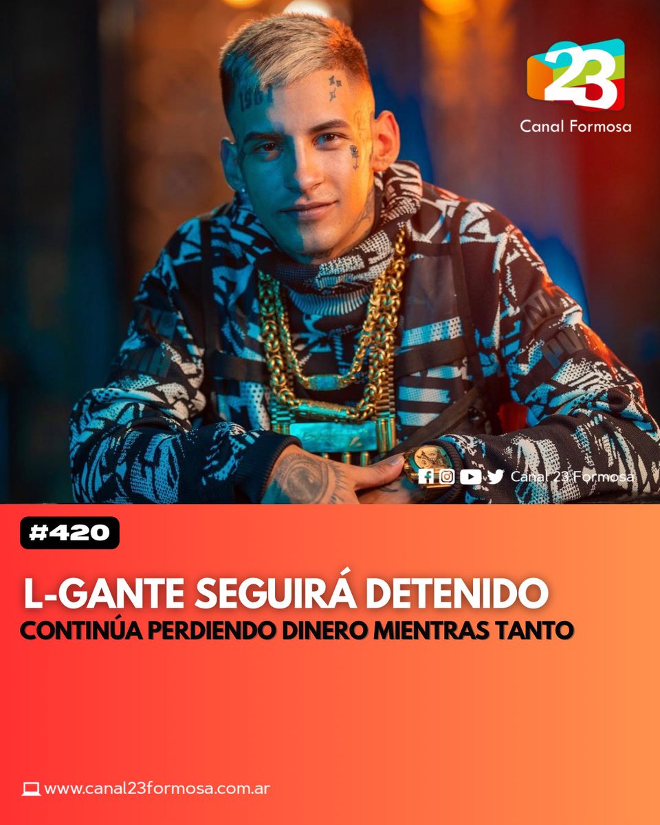 canalformosa's tweet image. 🔴 #C420 • #LGante seguirá detenido y alerta por la pérdida de dinero que le genera esto. 

🫵 CREES QUE ¿DEBERÍAN DEJARLO EN LIBERTAD? 🕊️ 

#argentina #cumbia420 #keloke #lgantekeloke #detenido #prontuario #dinero #viral #ejemplo #argentino