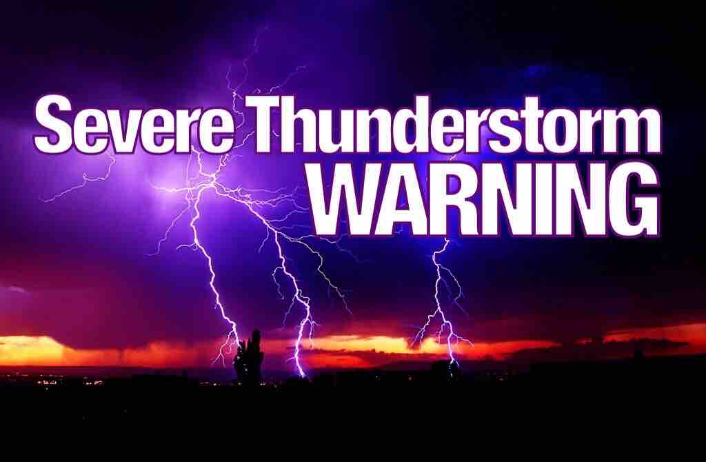 The National weather service has issued a severe thunderstorm warning till 6pm