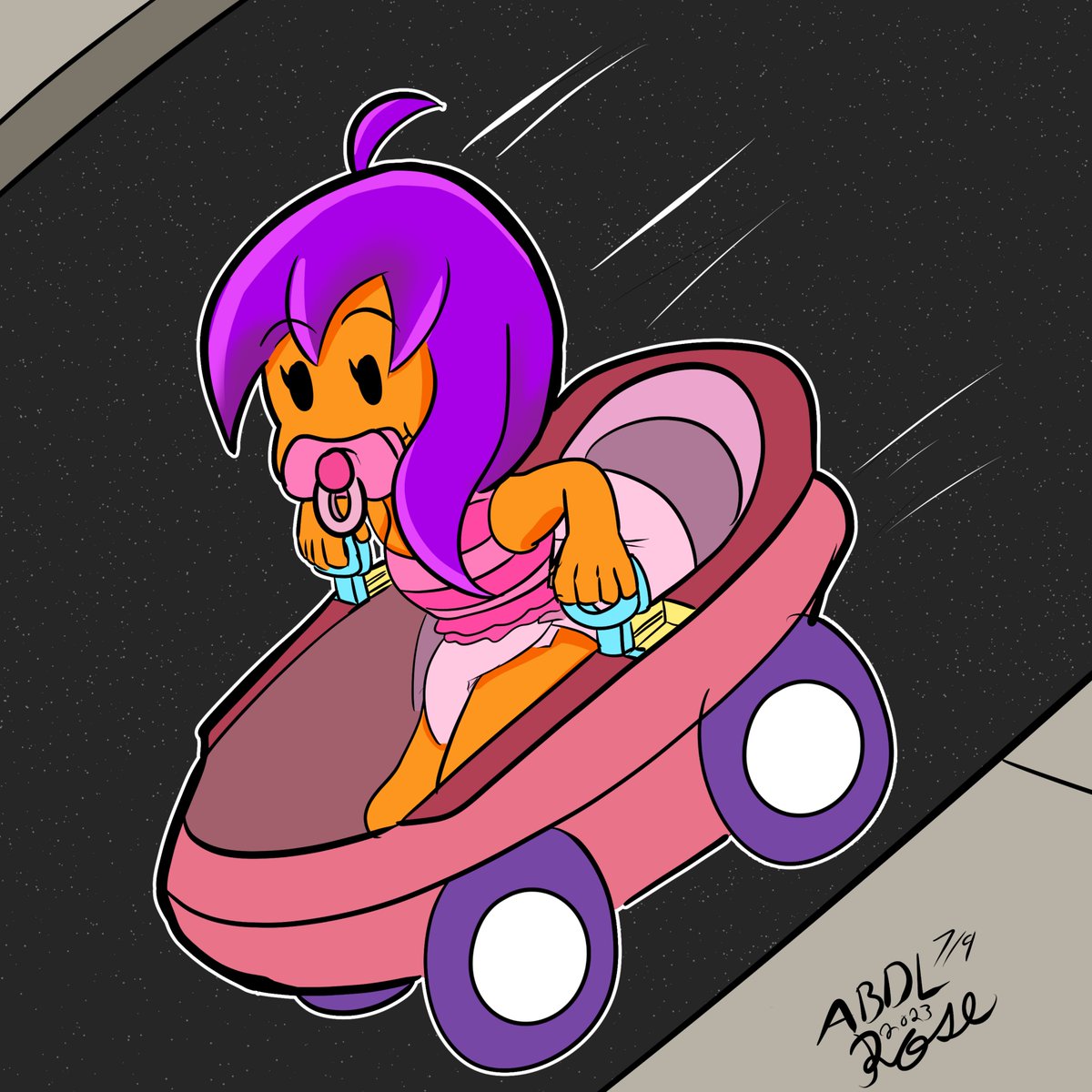 Abdlrose On Twitter Did A Drawing Of Little Spsketchdump Riding Down The Road As Fast As She 