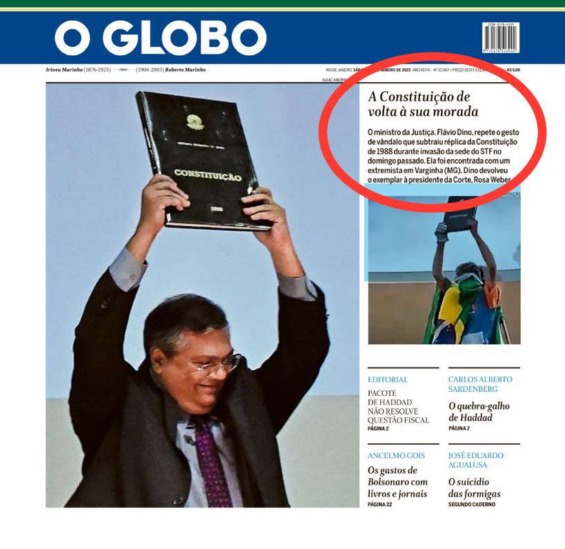 FlavioDino's tweet photo. O dia 8 de janeiro ainda terá toda a sua terrível história contada. Os covardes que estão nas sombras serão revelados e julgados. 

Decorridos 6 meses, tenho orgulho de ter lutado e seguir lutando em defesa da Constituição. E ela venceu os vândalos, golpistas e terroristas. https://t.co/aE7Ws4hXKJ