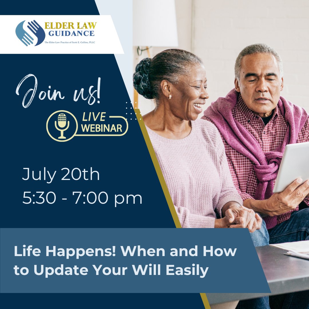 Life Happens! In this FREE webinar you'll learn how & when to update your will. Click the link to register or visit ElderLawGuidance.com/lifehappens/ #richmondlawyer #kylawyer #elderlawyerrichmond #elderlawyerky #elderlawyermadison #elderlawguidance #lawyer #elderlawlegaladvice #elderlaw