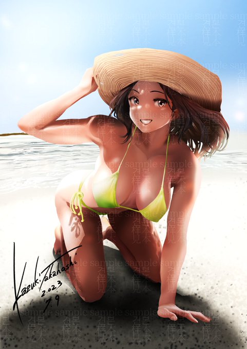 君の髪にし-い-んこきゅ～♪(深呼吸)
#これを見た人は夏らしい画像を貼る 
#暑いので水着絵で体温調節する 