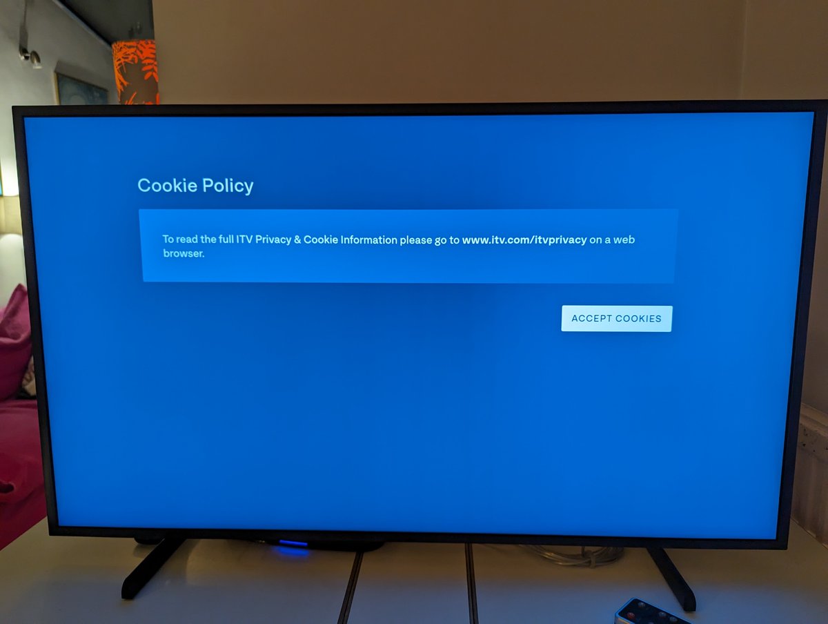 And this bullshit, my dears, is why I run a Pi-hole. <a href="/ITVXhelp/">ITVX Help</a>, why do you not offer a way to reject cookies?
