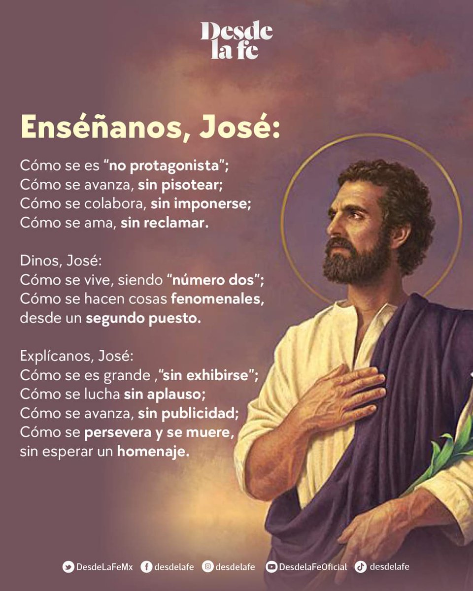 jesusccss's tweet photo. UN MOMENTO DE ORACIÓN.
Es muchísimo lo que podemos aprender de San José, aun cuando él no haya dicho una sola palabra. En su silencio, José se convirtió en modelo a seguir para nosotros. 🙏 https://t.co/cY1X3l1eBg