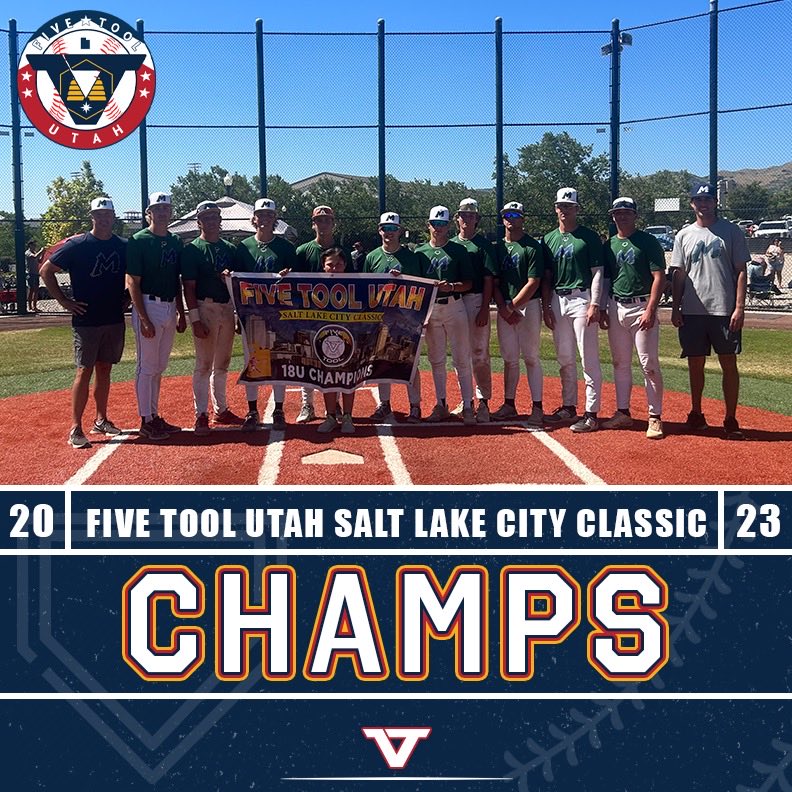 🏆CHAMPIONS🏆 Congrats to @MTNWESTBsebll 2024 Navy on winning the 18U Division Championship of the @FiveTool Utah Salt Lake City Classic! #WatchEm