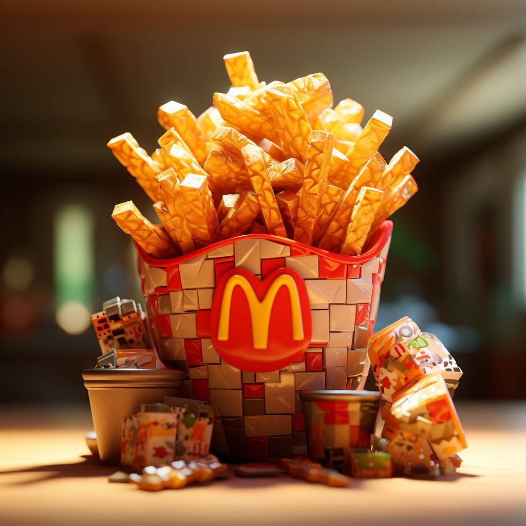 XxMagicCat's tweet image. Cooking up Minecraft fries 🍟! What's your sauce pick? 'Creeper's Boom-Boom', 'Ender Pesto', 'Nether Wartshire', or 'Redstone Raspberry'? Choose wisely, the result could be... explosive! 💥 #Minecraft #FoodCraft #McDonalds