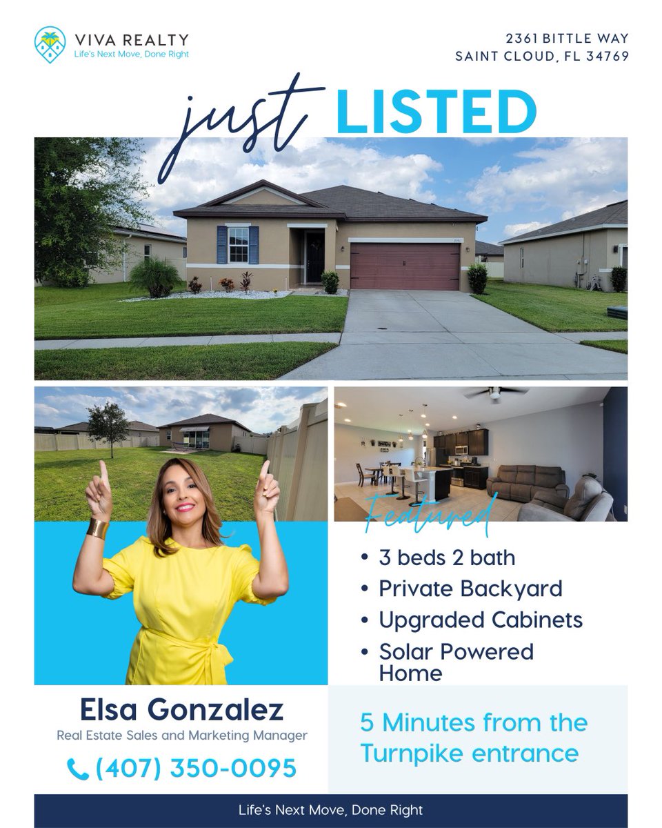 VivaRealtyusa's tweet image. Just listed Saint Cloud solar powered home. #teslasolar #Tesla #saintcloudfl #homesforsale #lakenona #movetoflorida #Mortgage #vivarealty