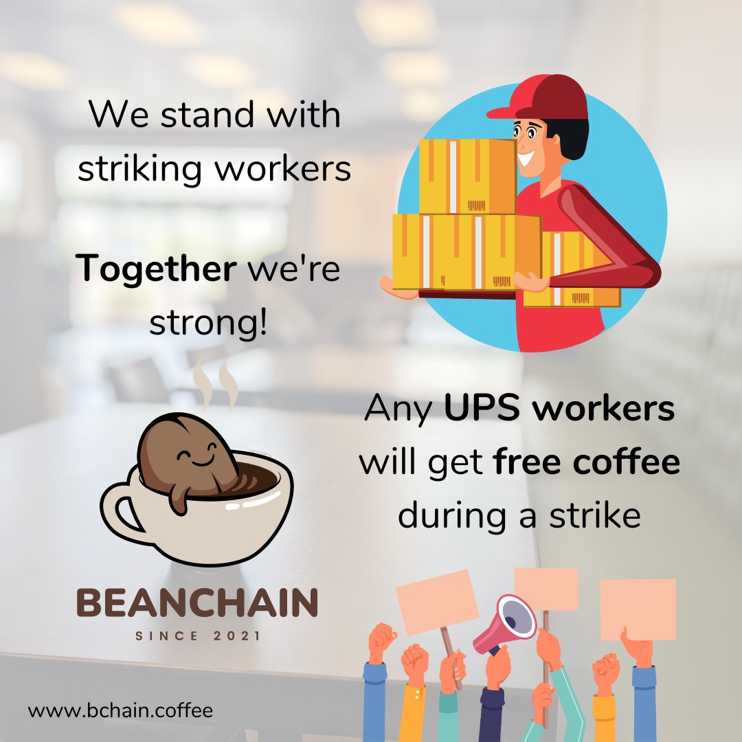 BeanChain Coffee (@beanchain) on Twitter photo At the <a href="/BeanChain/">BeanChain Coffee</a> we support unions and would love to treat any striking workers to a free coffee.
#workersrights #strike #UnionStrong At the <a href="/BeanChain/">BeanChain Coffee</a> we support unions and would love to treat any striking workers to a free coffee.
#workersrights #strike #UnionStrong