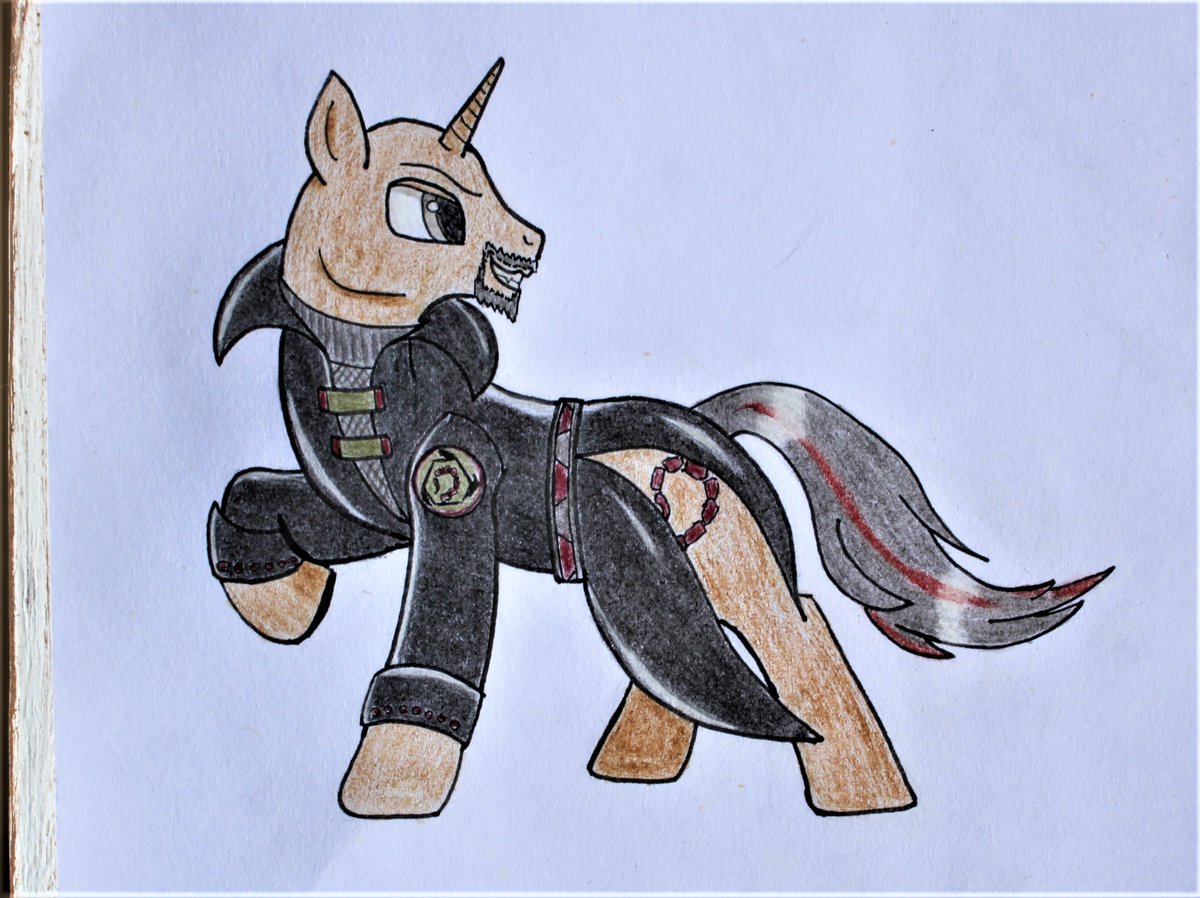 Day 15 of the 2023 NATG (makeup): ponyfied version of your favorite book, game, etc.

I've recently played Command &amp; Conquer 3, so of course I had to do Pony Kane. One of the most evil characters in video game history, in my humble opinion.