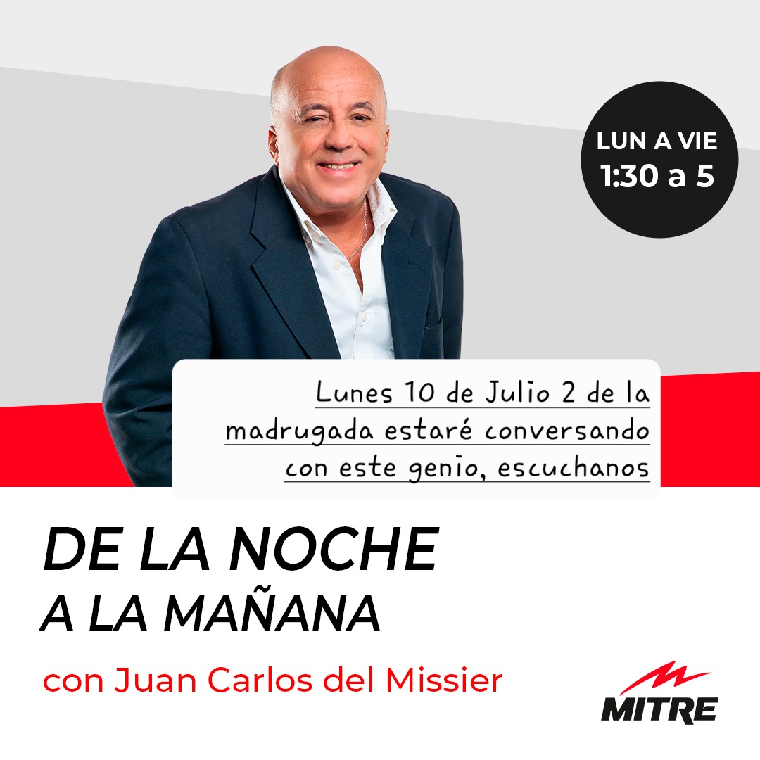 Después de la medianoche no te duermas, te esperamos a las 2 de la madrugada, casi al comienzo del Lunes 10 de Julio, estaré conversando con el gran Juan Carlos  del Missier por <a href="/radiomitre/">Radio Mitre</a>, te esperamos!!!