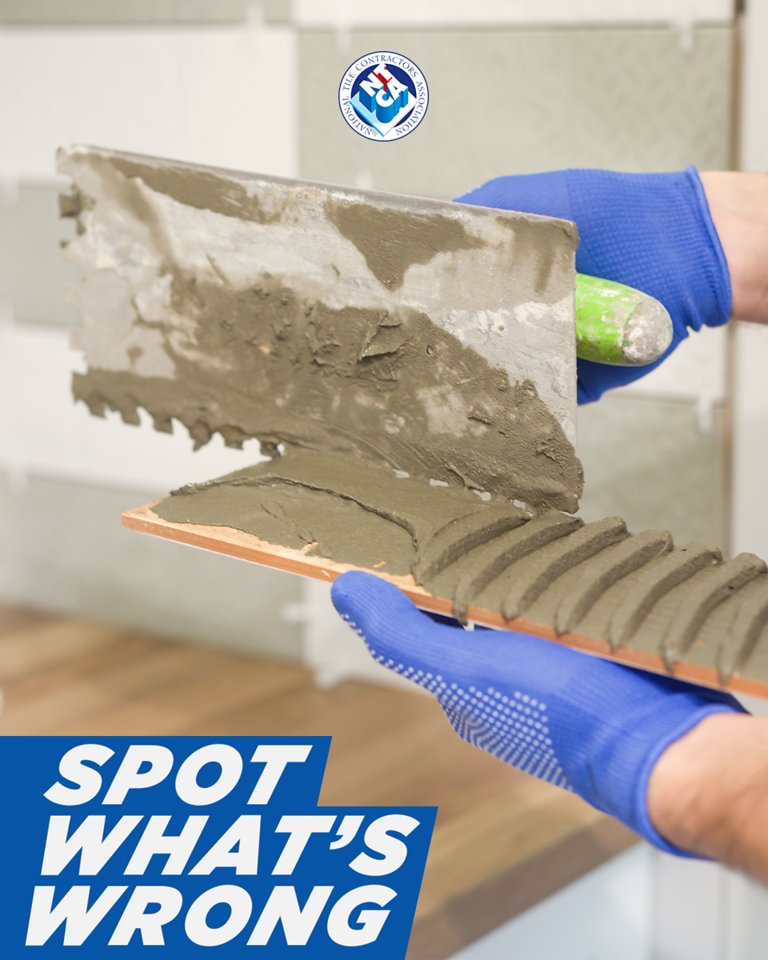 Too much coverage, the wrong side of the trowel, and what else must be corrected in this photo? 

Time for fun and sharing your knowledge, tips, and thoughts.

#SpotWhatsWrong #TileWork #TilersOfInstagram #NTCA