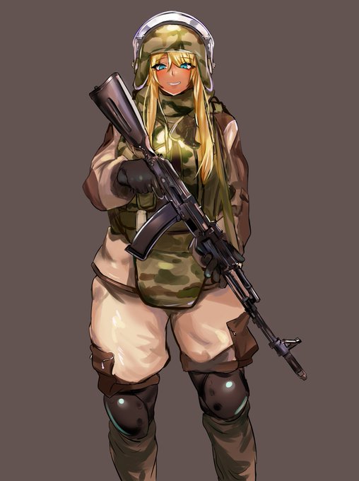 クルガンSOBR装備のワイを高身長金髪褐色爆乳女体化イラスト描いてもらったから皆見て🐈️